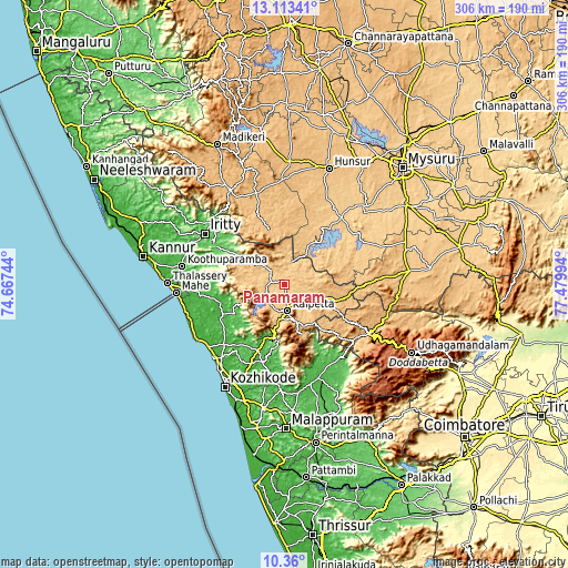 Topographic map of Panamaram