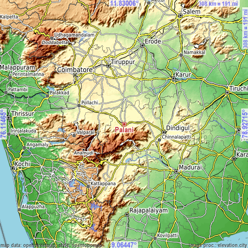 Topographic map of Palani
