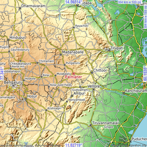 Topographic map of Palmaner