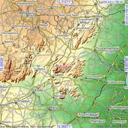 Topographic map of Pallippatti