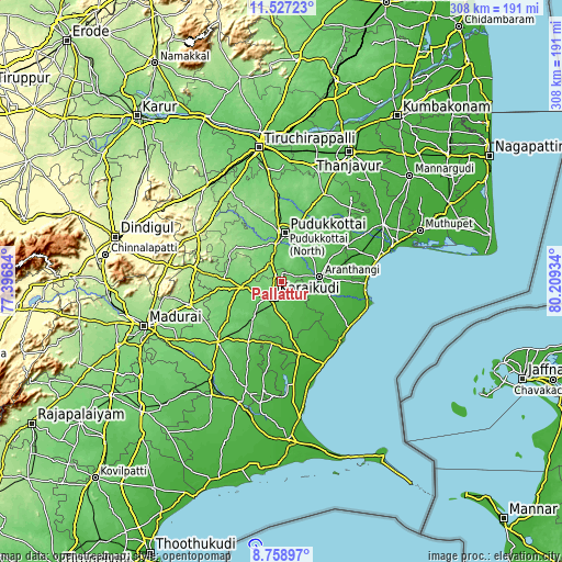 Topographic map of Pallattūr