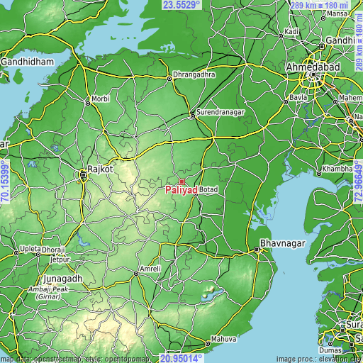 Topographic map of Pāliyād