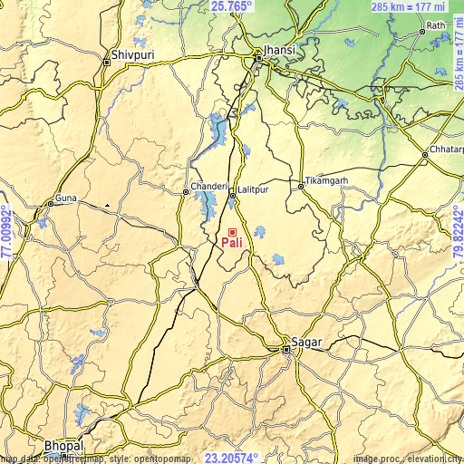 Topographic map of Pāli