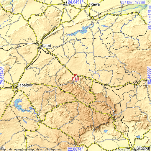 Topographic map of Pāli