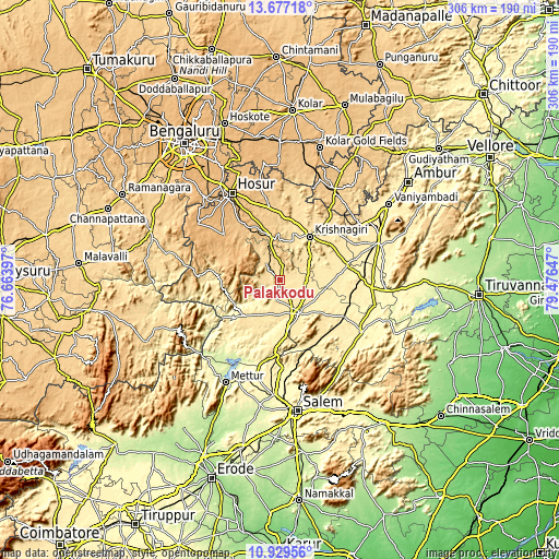 Topographic map of Pālakkodu