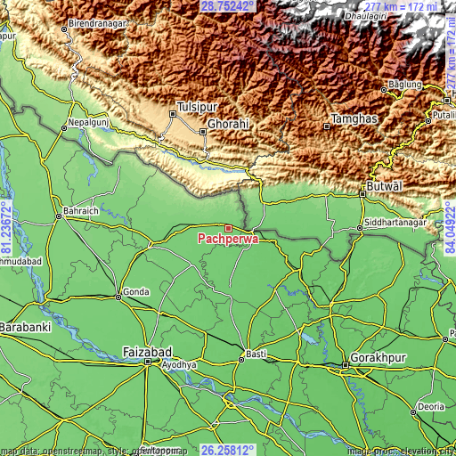 Topographic map of Pachperwa