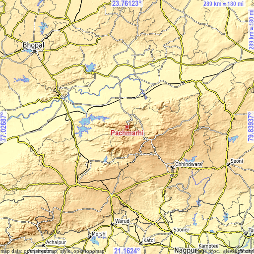 Topographic map of Pachmarhi