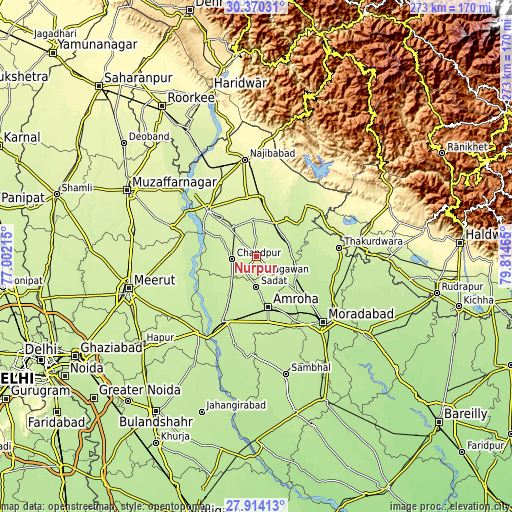 Topographic map of Nūrpur