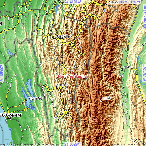 Topographic map of North Vanlaiphai