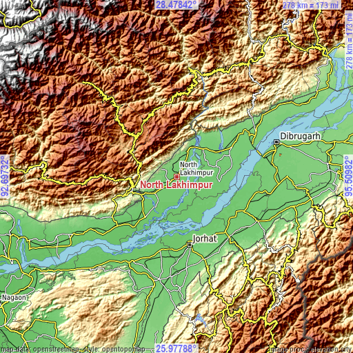 Topographic map of North Lakhimpur