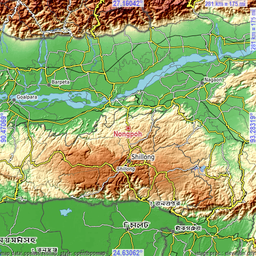 Topographic map of Nongpoh