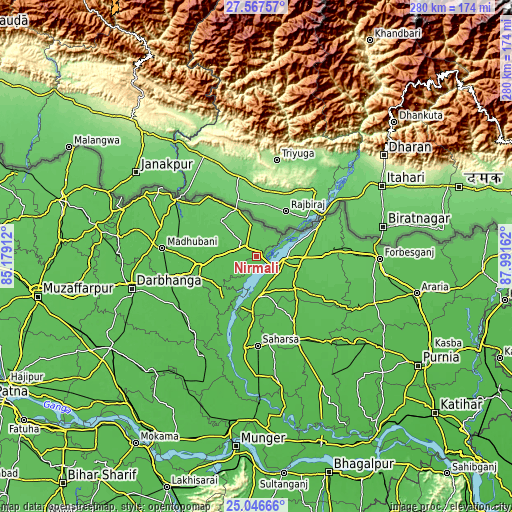 Topographic map of Nirmāli