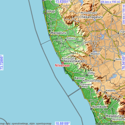 Topographic map of Nīlēshwar