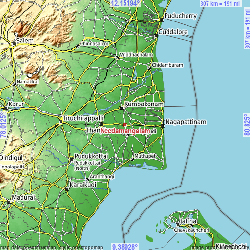 Topographic map of Needamangalam