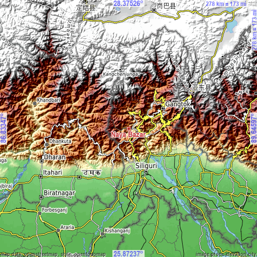 Topographic map of Naya Bāzār