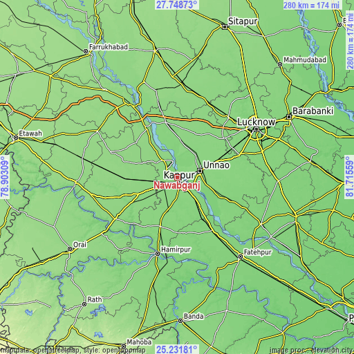 Topographic map of Nawābganj