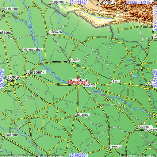 Topographic map of Nawābganj