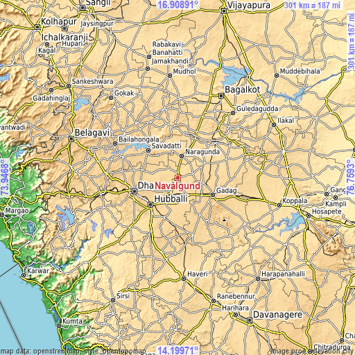 Topographic map of Navalgund