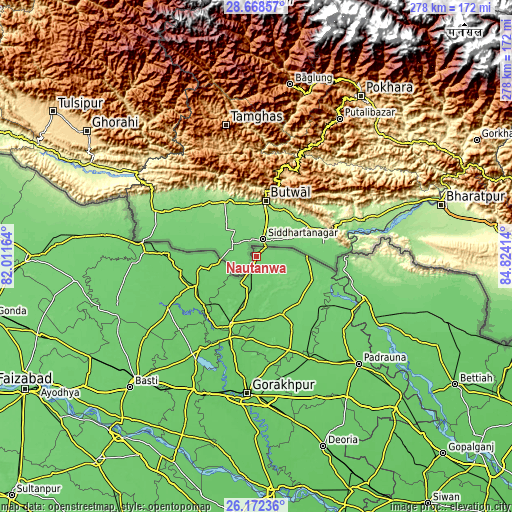 Topographic map of Nautanwa