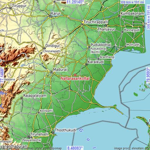 Topographic map of Nāttarasankottai