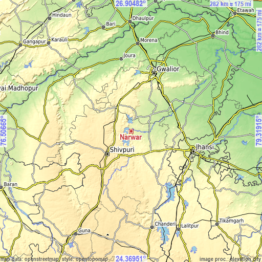Topographic map of Narwar