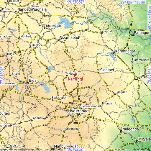 Topographic map of Nārsingi