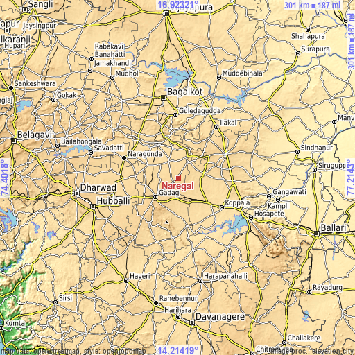 Topographic map of Naregal