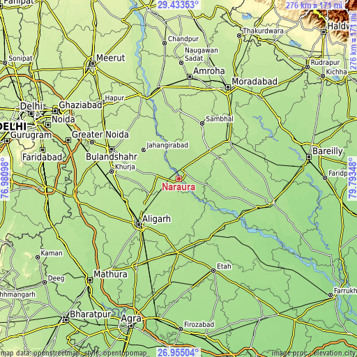 Topographic map of Naraura