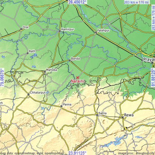 Topographic map of Naraini