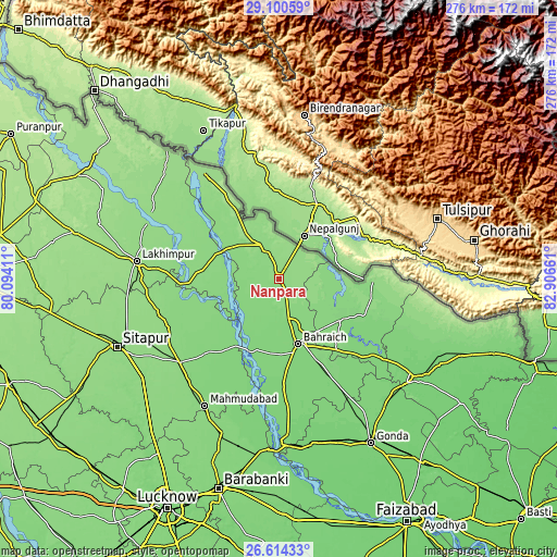 Topographic map of Nānpāra