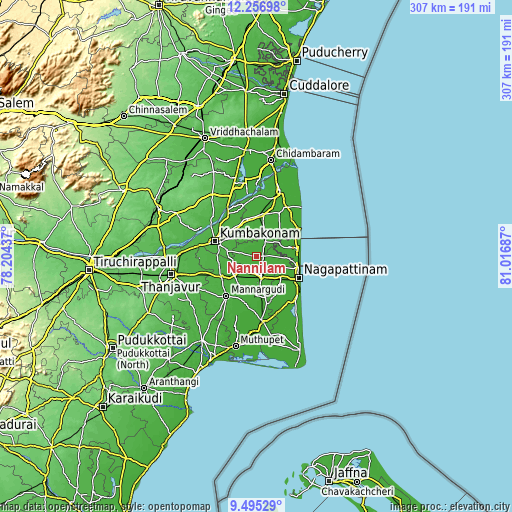 Topographic map of Nannilam