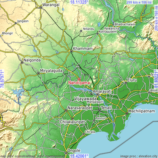 Topographic map of Nandigāma