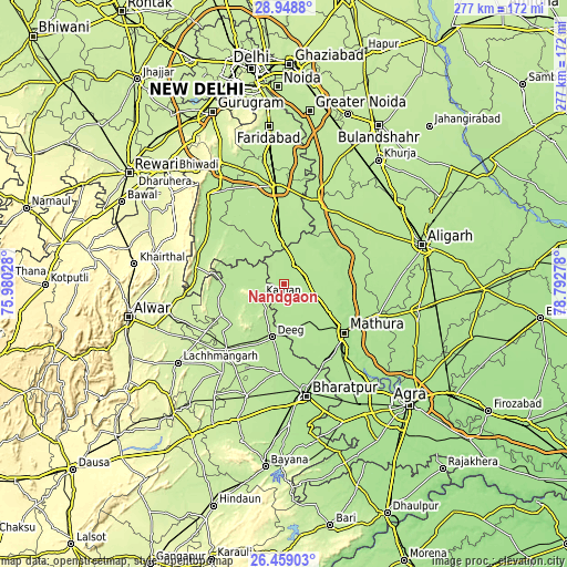 Topographic map of Nandgaon