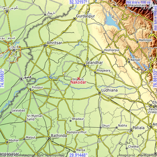 Topographic map of Nakodar