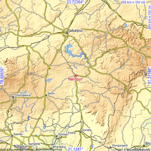Topographic map of Nainpur