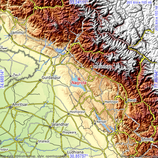 Topographic map of Nagrota