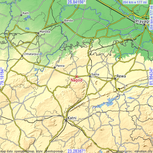 Topographic map of Nāgod