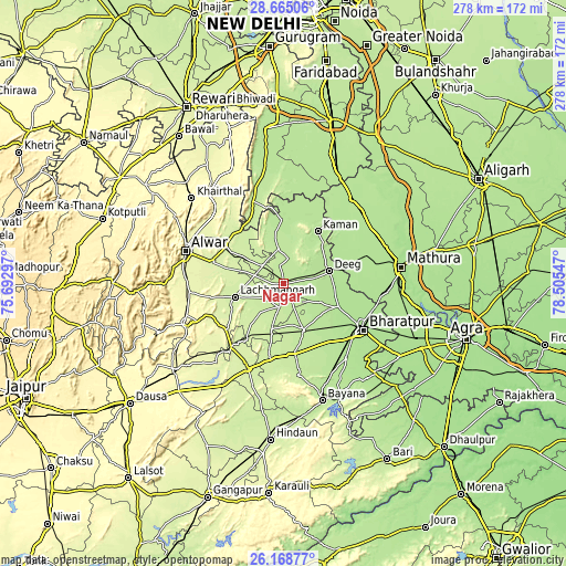 Topographic map of Nagar