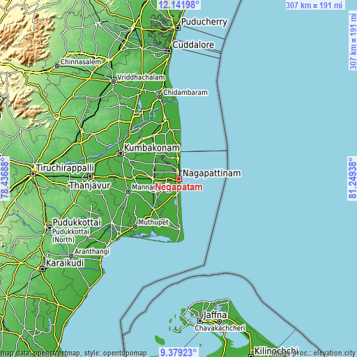 Topographic map of Negapatam