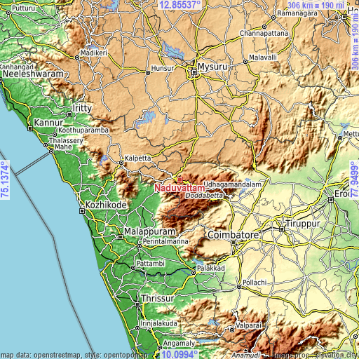 Topographic map of Naduvattam