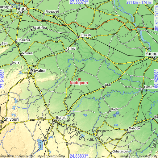 Topographic map of Nadīgaon