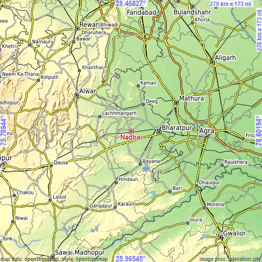 Topographic map of Nādbai