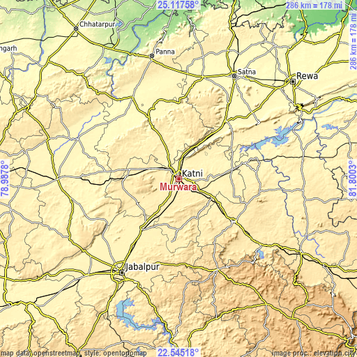 Topographic map of Murwāra