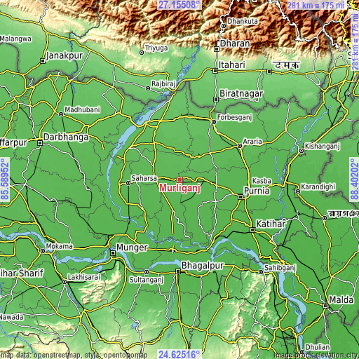 Topographic map of Murlīganj