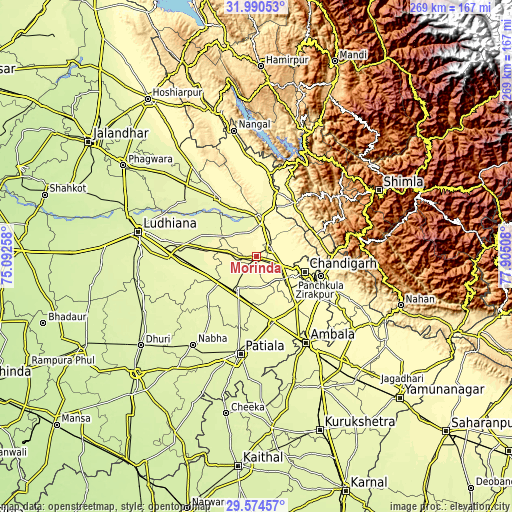 Topographic map of Morinda