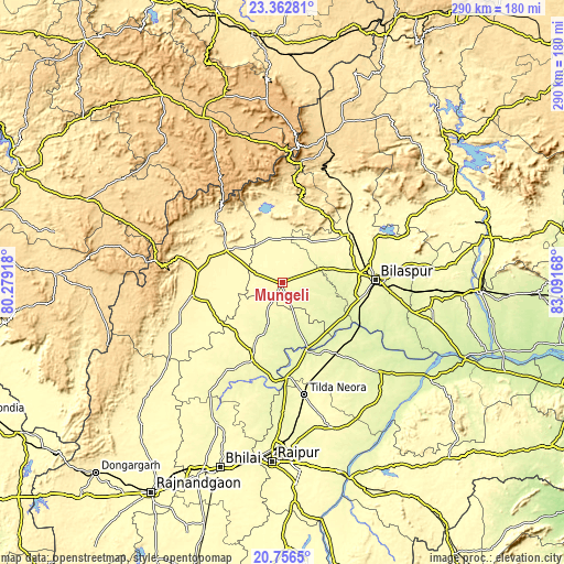 Topographic map of Mungeli