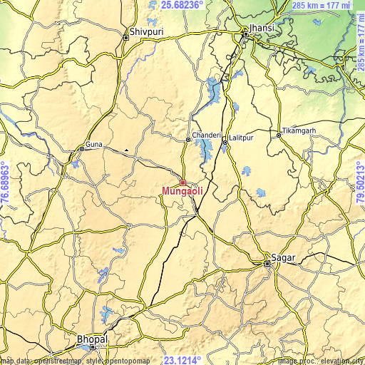 Topographic map of Mungaoli