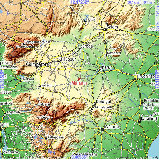 Topographic map of Mūlanūr