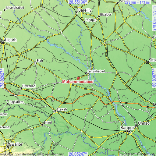 Topographic map of Muhammadābād