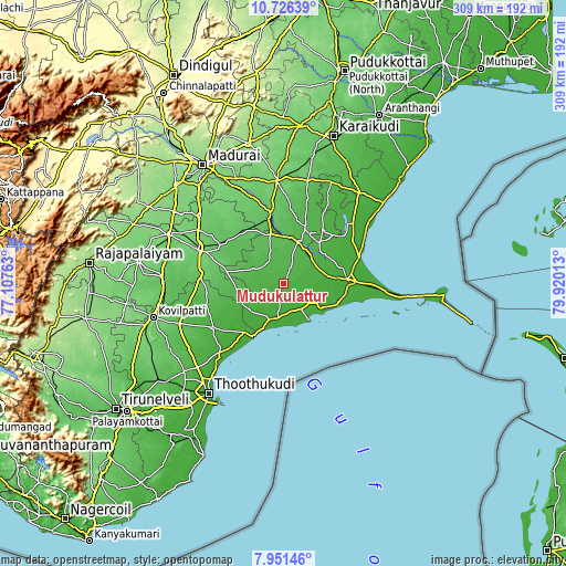 Topographic map of Mudukulattūr